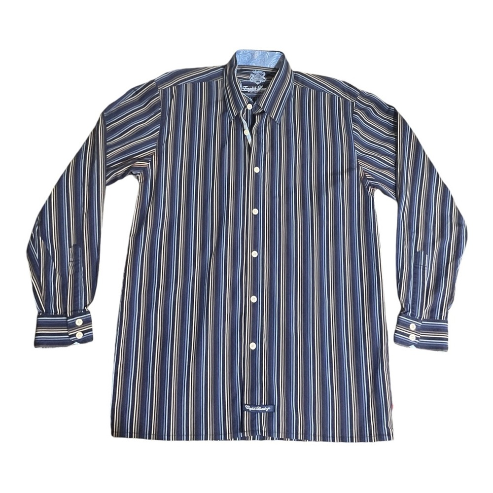 English Laundry  Men's Size 20 Multicolor Stripe Button Up Long Sleeves Shirt